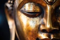 close-up of a serene buddha face sculpture