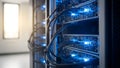 Server Room Data Center Network Equipment, Cables, and Lights Royalty Free Stock Photo