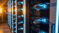 Data Center Server Room Network Cables, Servers, Technology Royalty Free Stock Photo