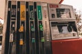 Close up of a service station Diesel and Gasoline pumps Royalty Free Stock Photo