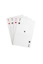 close up set of Four Aces combination playing cards isolated on white background