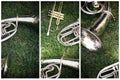 Close-up of a set of old musical instruments Royalty Free Stock Photo