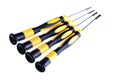 Close-up of a set of precision screwdrivers on a white background Royalty Free Stock Photo