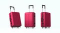 Close up set of red suitcases mock up Royalty Free Stock Photo