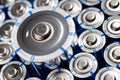Close-up of a set small batteries Royalty Free Stock Photo