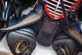 Close up of a set of traditional kendo equipment