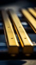 a close up of a set of yellow metal bars Royalty Free Stock Photo