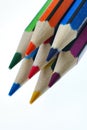 Close up of seven coloured pencils Royalty Free Stock Photo