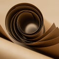 A close-up of several brown paper sheets intricately rolled into a spiral shape. The Royalty Free Stock Photo