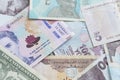 close up of several countries banknotes Royalty Free Stock Photo