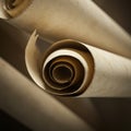 Close-up of several rolled parchment sheets. The parchment has a brownish, aged Royalty Free Stock Photo