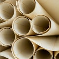 A close-up of several rolled sheets of thick, beige paper, arranged vertically. The rolls are Royalty Free Stock Photo