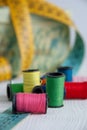 Close-up of sewing objects,