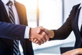 Close-up of shaking hands after a business meeting. AI generated