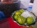 Close up and shallow focal point of cut lemons