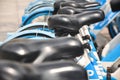 Close-up of the shared bikeâs seat.China\'s bike sharing boom in charts.