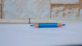 Close up of sharp colored pencils on both sides Royalty Free Stock Photo