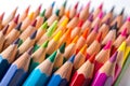 Close up of sharpened colored pencils in a rainbow of colors Royalty Free Stock Photo