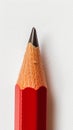 Close up of sharpened red pencil on white background, macro photography. Artistic tool concept