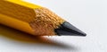 Close-up of a Sharpened Yellow Pencil on a White Background