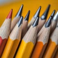 Close up of Sharpened Yellow Pencils Ready for Writing and Drawing Royalty Free Stock Photo