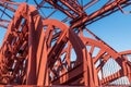 Close up of sheaves on a winding tower, monument of industrial history