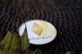 Sheeny Silver Ethereum coin on Ripe Sunflower Head