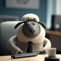 Sheep Businessman In The Office. Generative AI