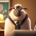 Sheep Businessman In The Office. Generative AI