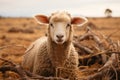 a close up of a sheep standing in a field Royalty Free Stock Photo