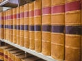 Close up of a shelf of old books Royalty Free Stock Photo