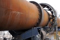 close look at a dry-process rotary cement kiln Royalty Free Stock Photo
