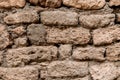 Close-up of shell rock block masonry at wall. Texture of natural stones. Royalty Free Stock Photo
