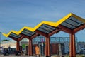 close-up of a shelter in an electric car charging area in Lunel in the Occitanie region of France - market growth line