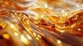 Generative AI Closeup of flowing golden liquid with smooth and shimme surface details business concept. Royalty Free Stock Photo