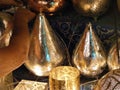 Close up of Shining lanterns in khan el khalili souq market with Arabic handwriting on it in egypt cairo Royalty Free Stock Photo