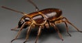 Close-up of a shiny, brown beetle with long antennae and legs