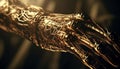 Close up of a shiny gold metallic sculpture, a symbol of elegance generated by AI