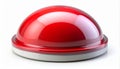 Close Up of Shiny Red Dome Push Button on a White Background Surface Royalty Free Stock Photo