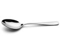 Shiny Silver Spoon on White Background, Cutlery Isolated Royalty Free Stock Photo