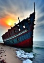 ship with a boat on the sea, Ai Generated Royalty Free Stock Photo