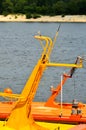 This is a close-up of ship mast with of antennas.