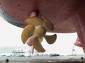 Close up of a ship propeller