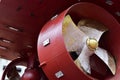 Close up a ship propeller twin under repair in shipyard