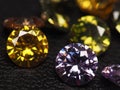 Close up shoot of beautiful, shiny, multi colored diamonds crystal gemstones Royalty Free Stock Photo