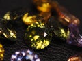 Close up shoot of beautiful, shiny, multi colored diamonds crystal gemstones