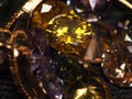 Close up shoot of beautiful, shiny, multi colored diamonds crystal gemstones Royalty Free Stock Photo