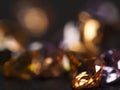 Close up shoot of beautiful, shiny, multi colored diamonds crystal gemstones Royalty Free Stock Photo