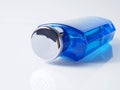 Close up shoot of blue perfume bottle Royalty Free Stock Photo