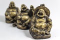 Close-up shoot of 3 chinese monk figures which are peace, health, happiness